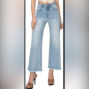 Risen Jeans High Rise Frayed Ankle Wide Leg Denim | Size 13/31 | RDP1025